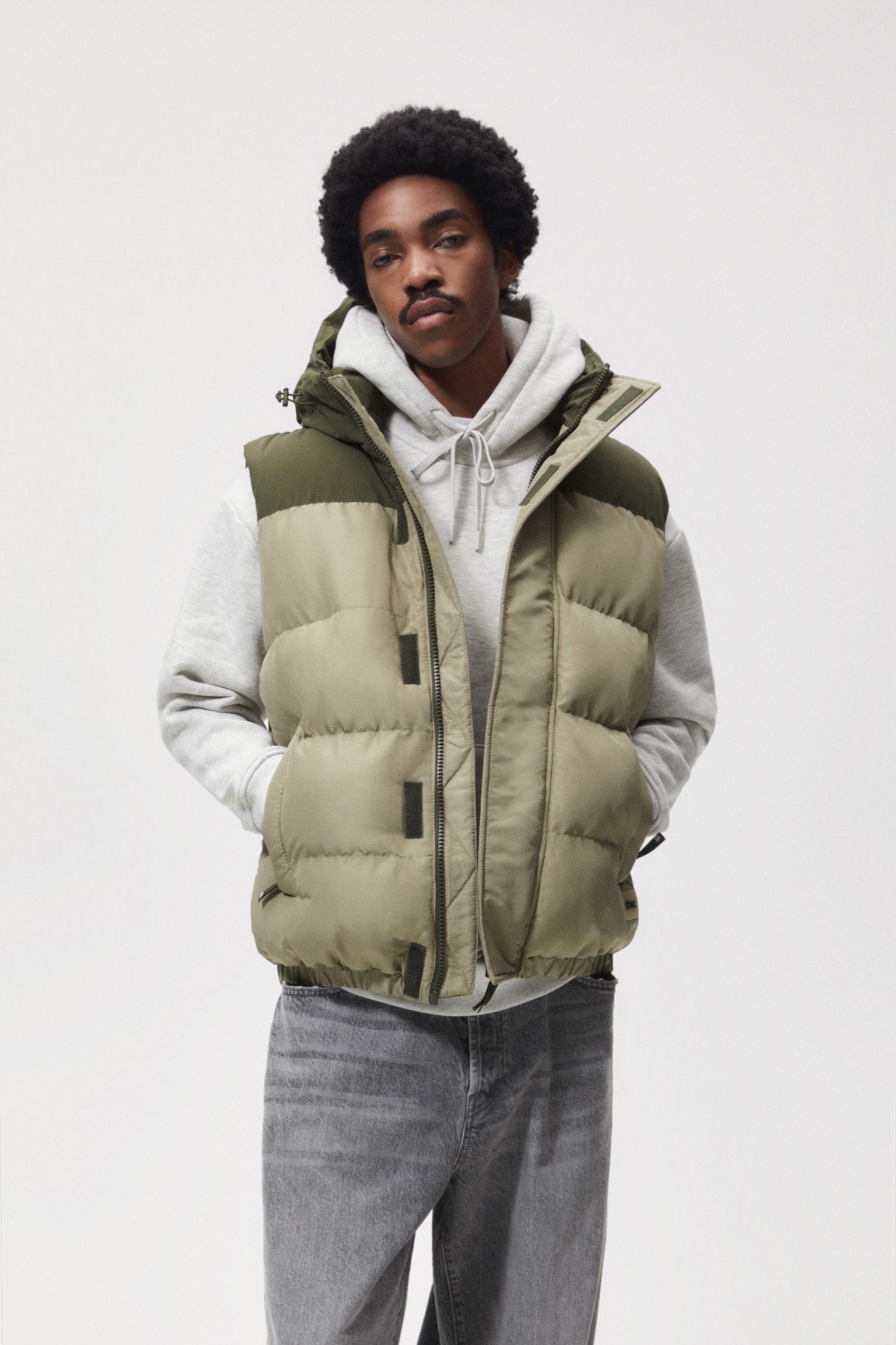 CONTRASTING PUFFER VEST Khaki ZARA United States